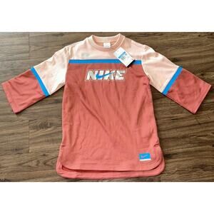 Nike Therma-Fit Shirt Girls Medium Pink Blue‎ 3/4 Sleeve Graphic Pullover Top
